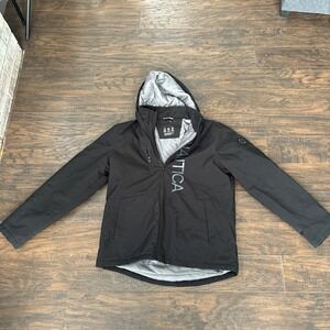 Nautica Men's Jacket Size M Black Gray Water Resistant Wind Active Stretch